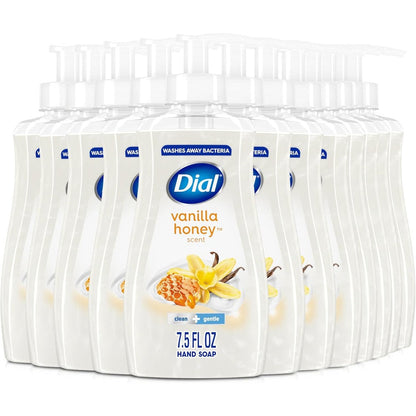 Dial Vanilla Honey liquid hand soap 7.5 fluid ounce bottle front view