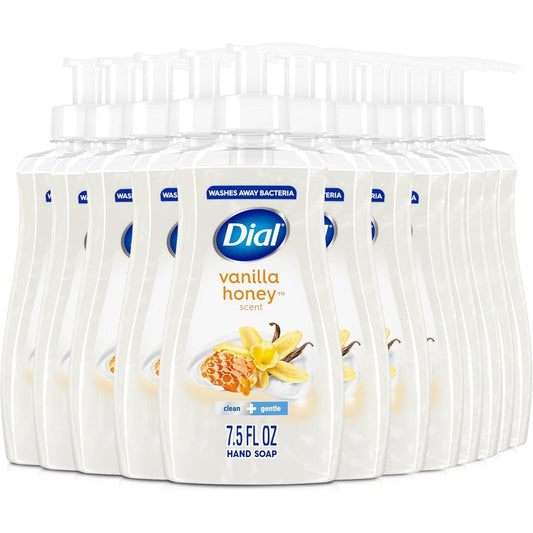 Dial Vanilla Honey liquid hand soap 7.5 fluid ounce bottle front view