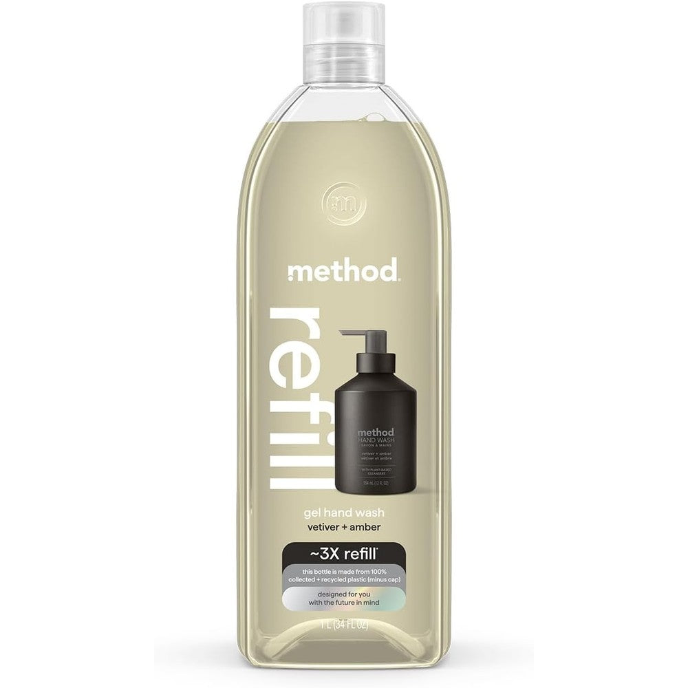Method Gel Hand Soap Refill Vetiver and Amber bottle front view