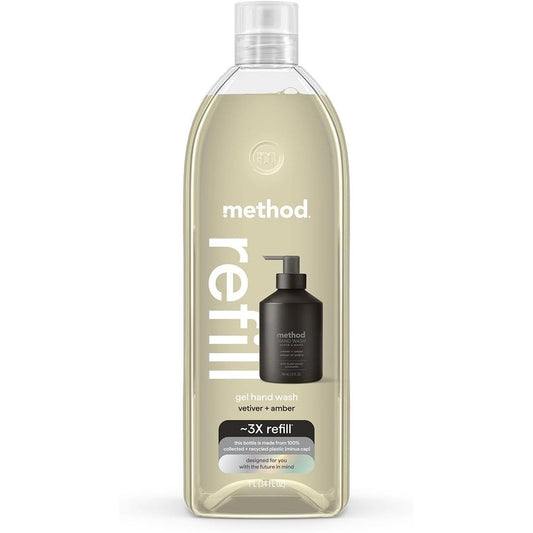 Method Gel Hand Soap Refill Vetiver and Amber bottle front view