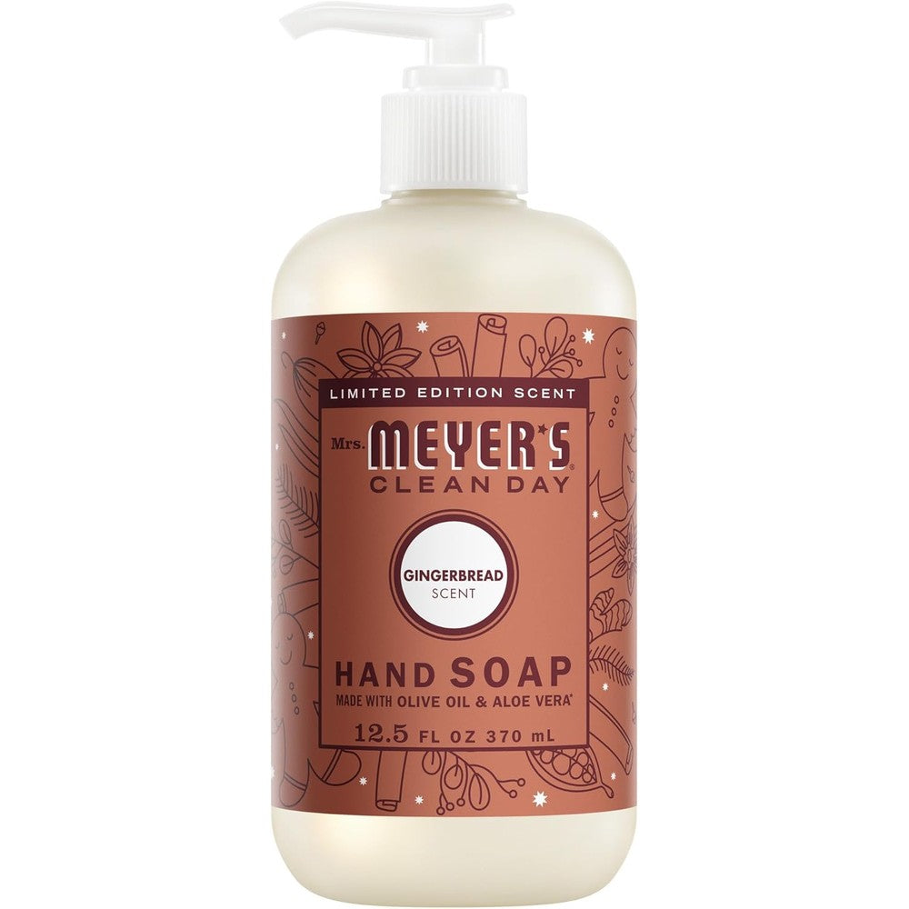 Mrs. Meyer's Clean Day Gingerbread Liquid Hand Soap bottle front view