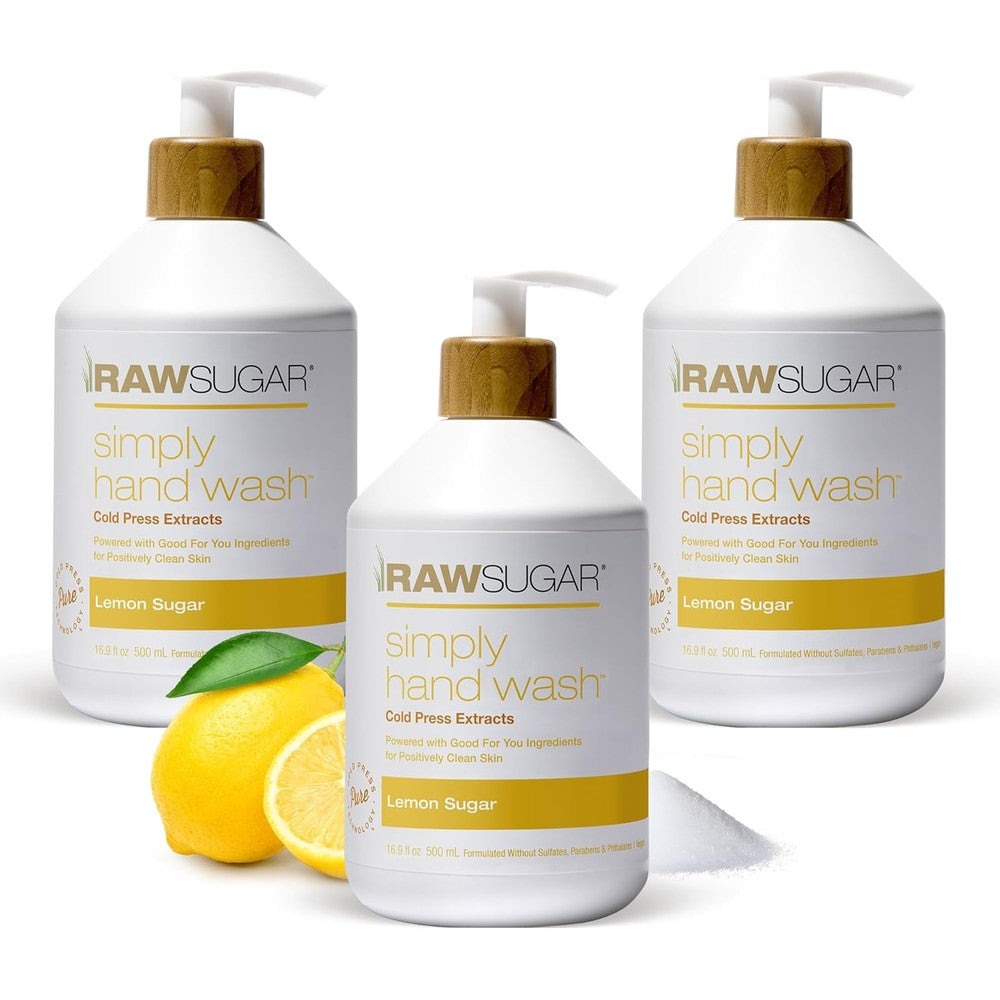 Raw Sugar Simply Lemon Sugar hand wash front view bottle