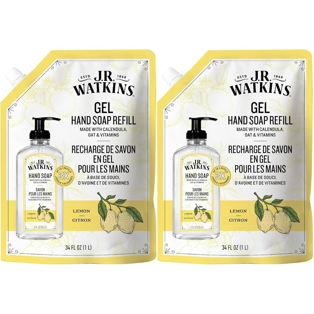 J.R. Watkins Lemon Gel Hand Soap Refill front view