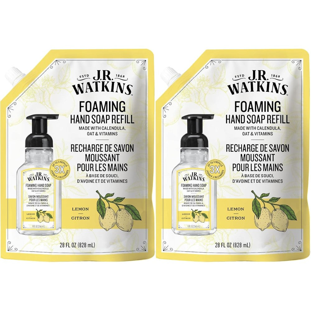 J.R. Watkins Foaming Hand Soap Refill Lemon front view