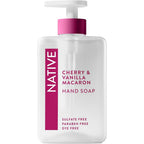 Native Cherry and Vanilla Macaron liquid hand soap bottle front view packaging