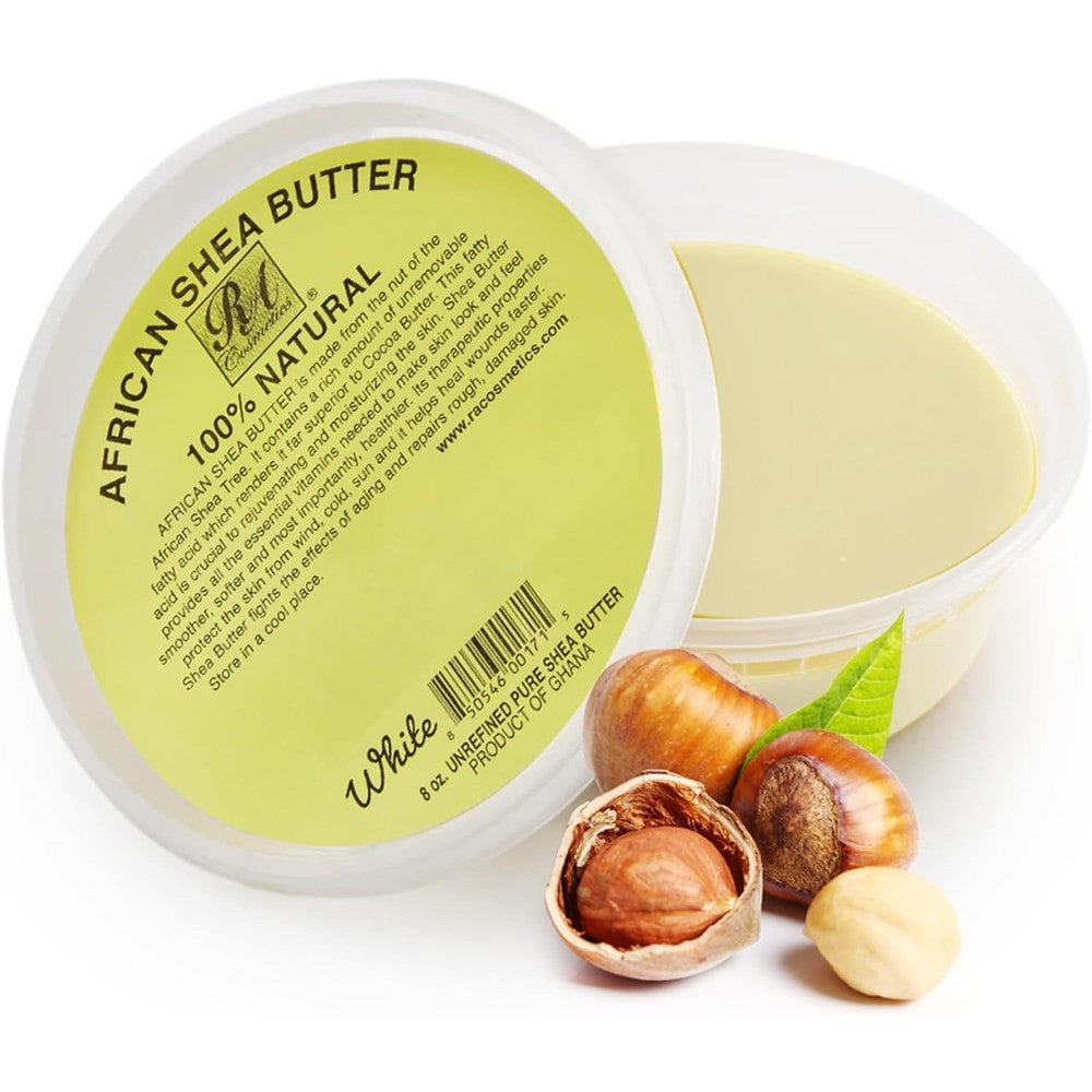 Ra Cosmetics Real African Shea Butter ivory container front view
