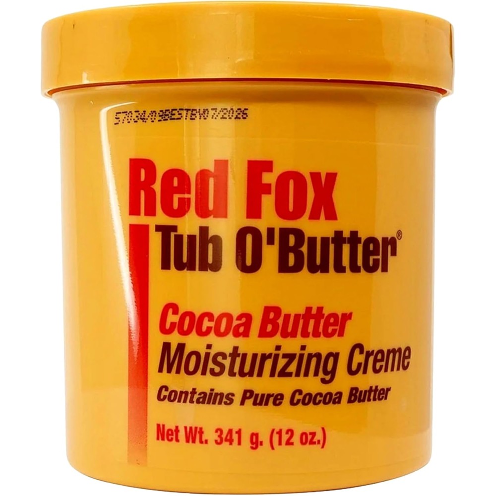 Red Fox Tub O' Butter Cocoa Moisturizing Creme 12 Ounce jar front view