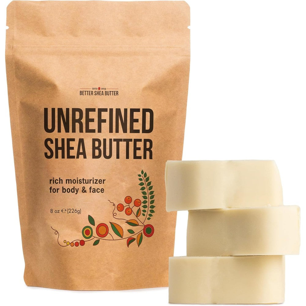 Better Shea Butter raw unrefined African shea butter 8 ounce block front view