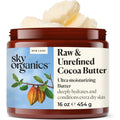 Sky Organics Raw Unrefined Cocoa Butter 16 Fluid Ounces front view packaging