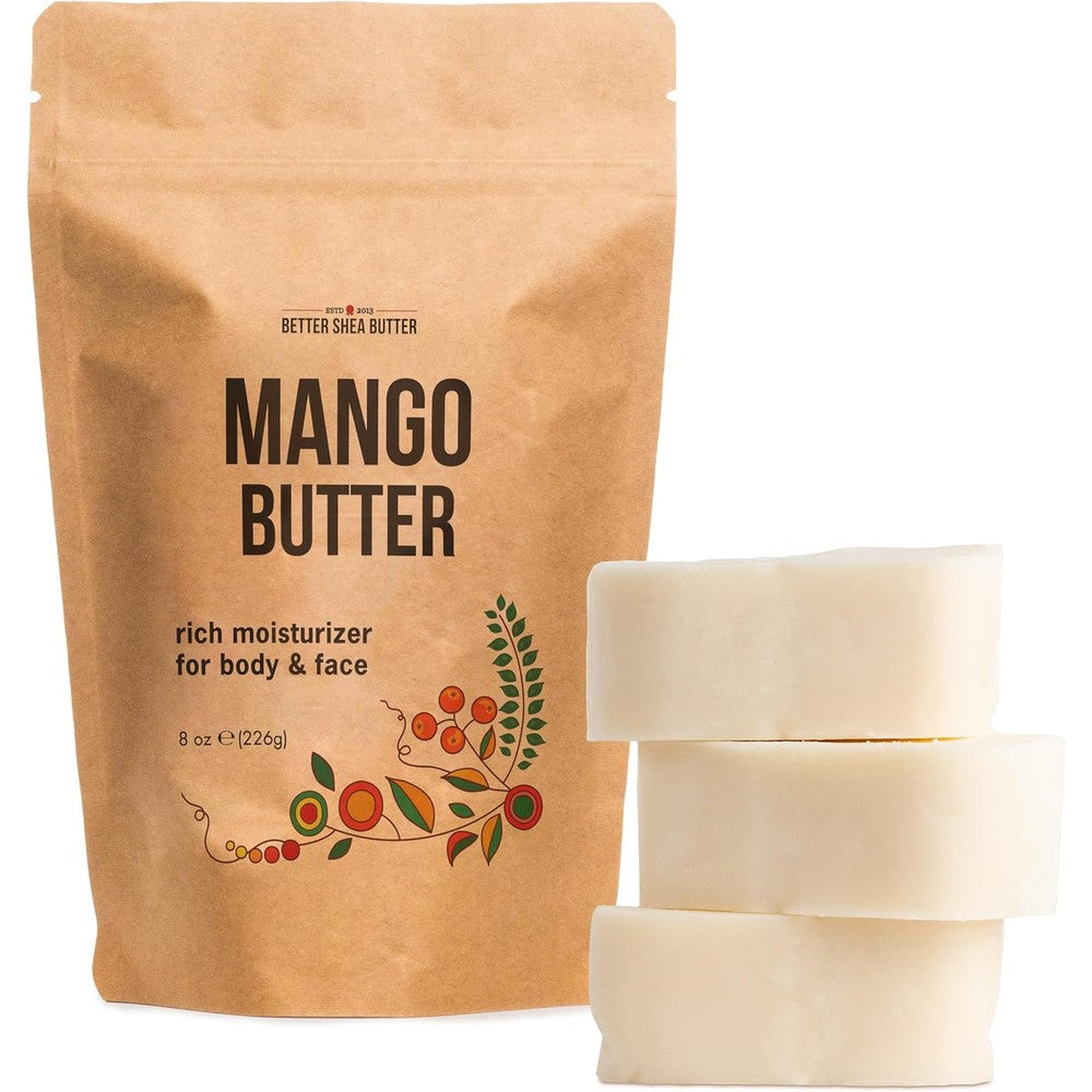 Better Shea Butter Raw Mango Butter 8 Ounce block front view packaging