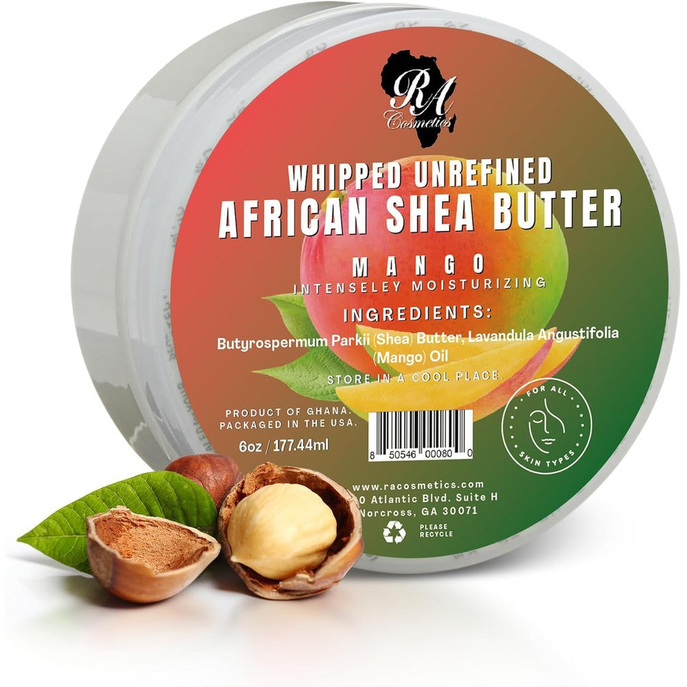 RA Cosmetics 100 Percent African Shea Butter Mango front view jar
