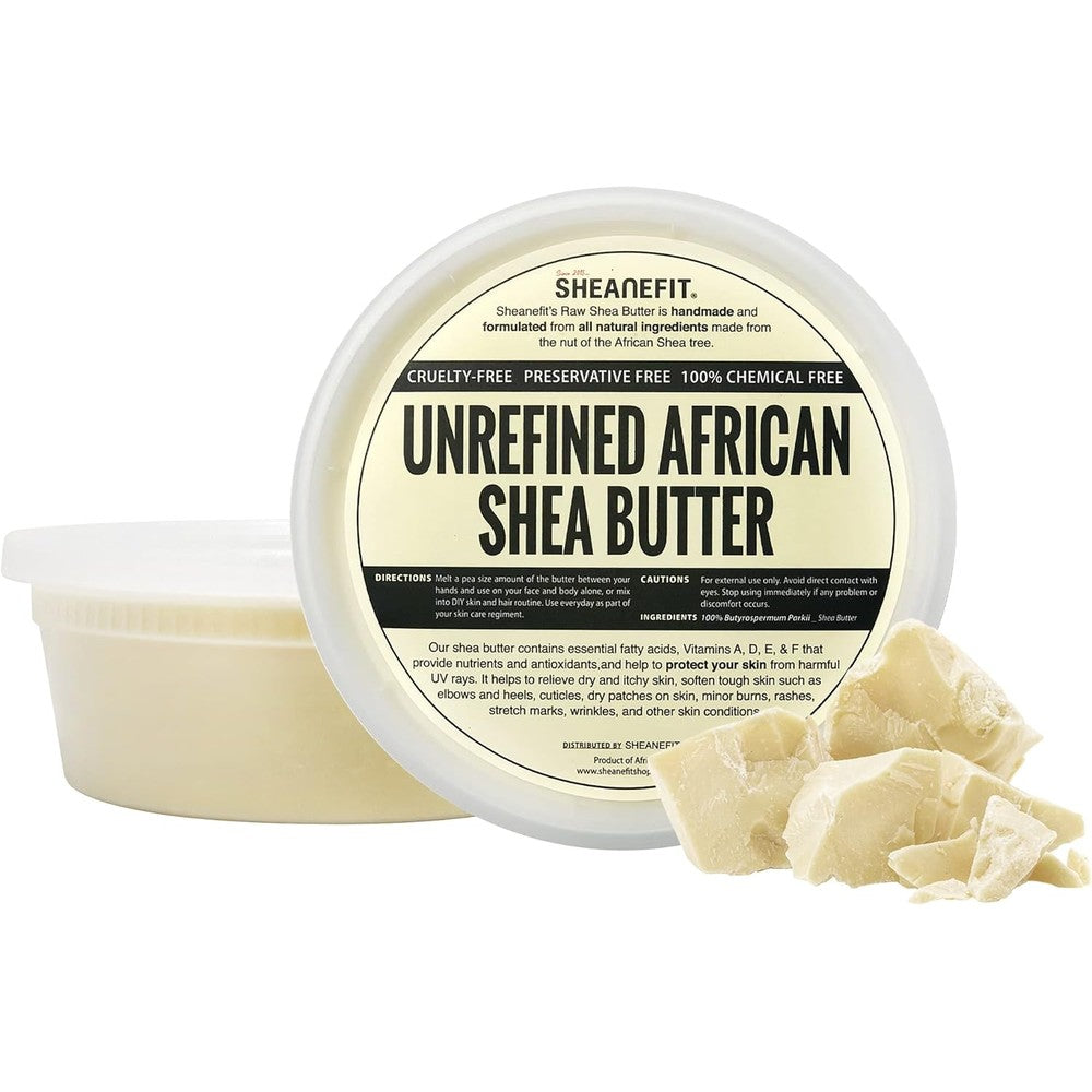 Sheanefit Raw Unrefined African Shea Butter ivory jar front view