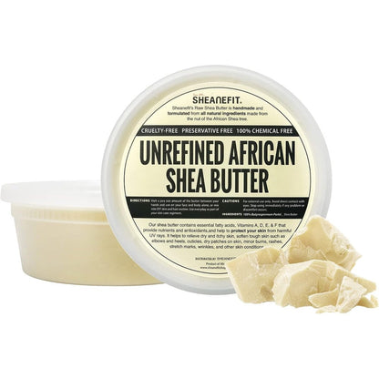 Sheanefit Raw Unrefined African Shea Butter ivory jar front view