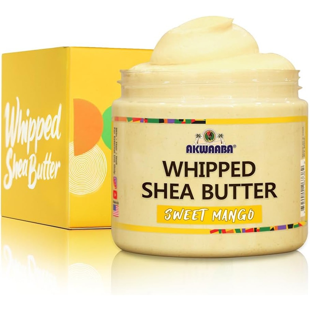 Akwaaba Whipped Shea Butter Sweet Mango 12 ounce jar front view