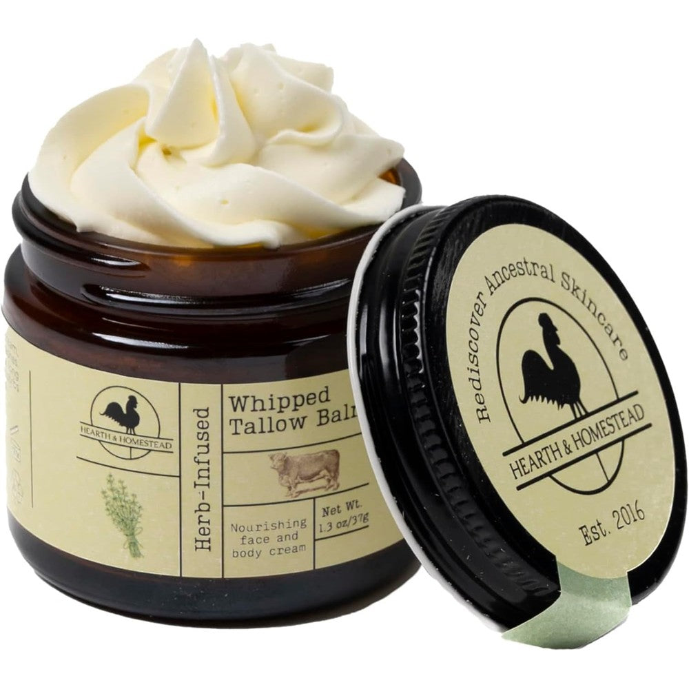 Hearth and Homestead whipped tallow balm jar front view
