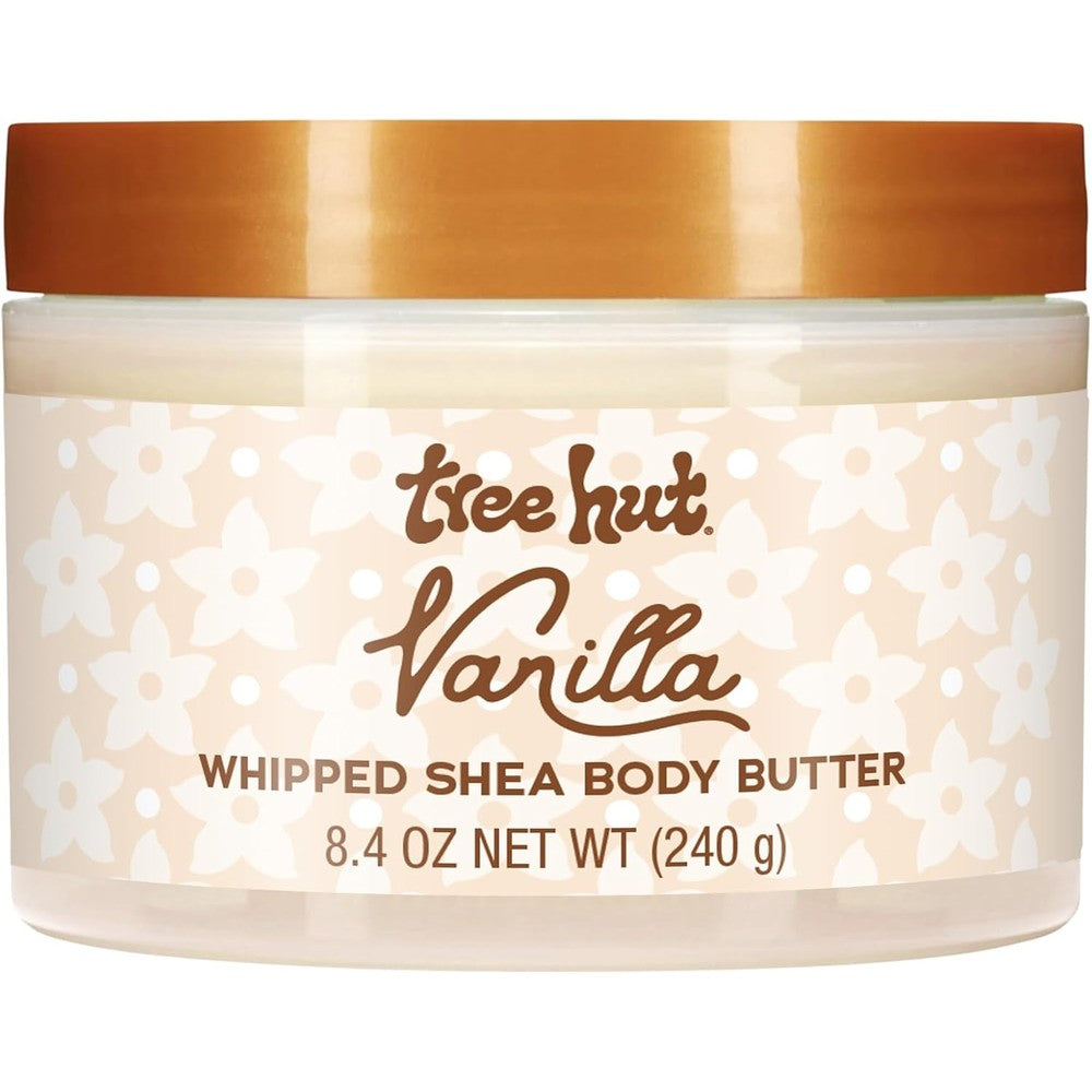 Tree Hut Vanilla Whipped Shea Body Butter 8.4 fl oz jar for deep skin hydration