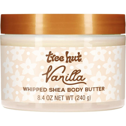 Tree Hut Vanilla Whipped Shea Body Butter 8.4 fl oz jar for deep skin hydration