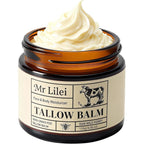 Lilei Beauty Beef Tallow and Honey Balm jar front view for dry skin