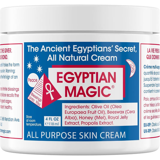 Egyptian Magic All Purpose Skin Cream 4 Ounce jar front view showing packaging details