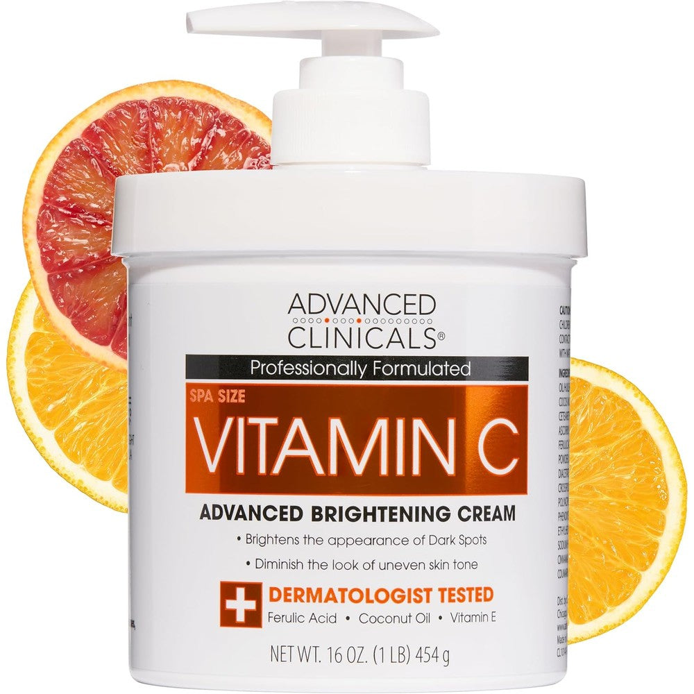 Advanced Clinicals Vitamin C Visibly Brightening Body Cream 16 Ounce Front View