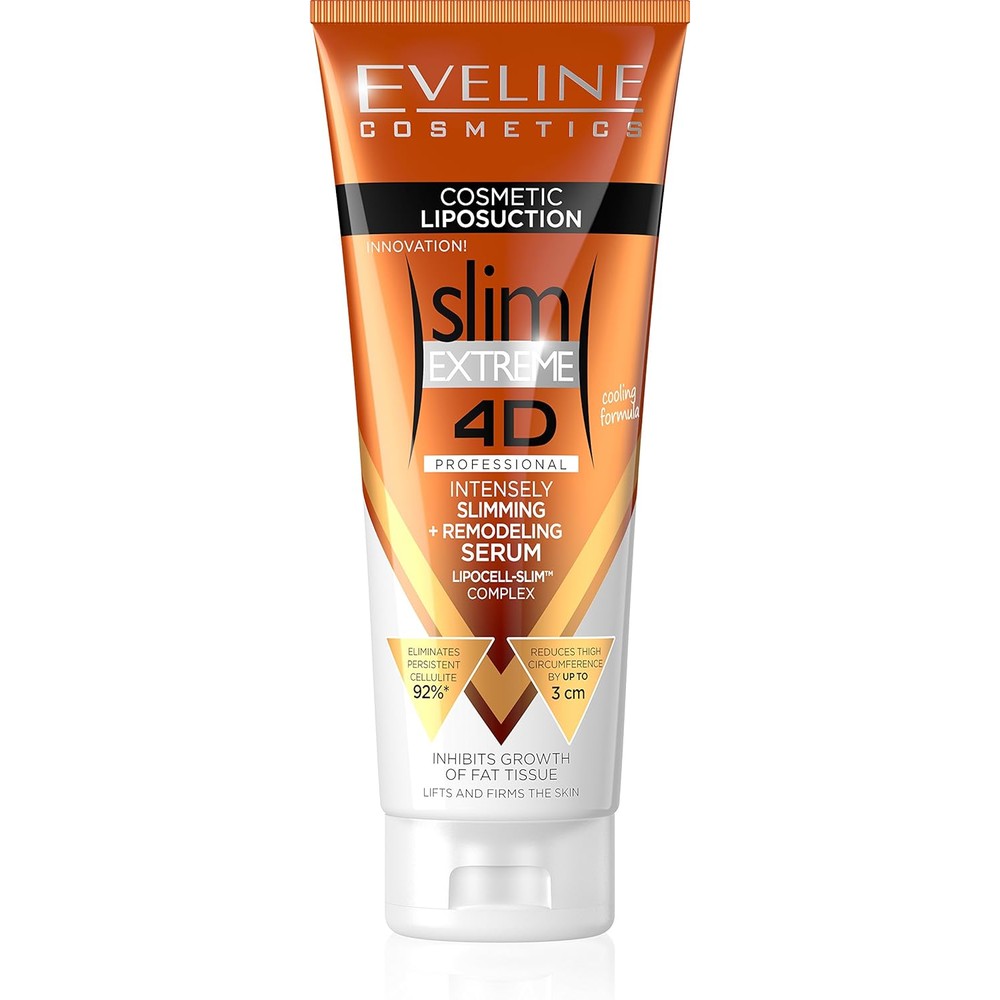 Eveline Cosmetics Slim Extreme 4D Liposuction Body Serum front view bottle for cellulite reduction