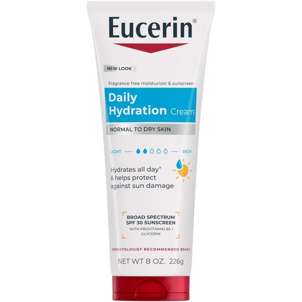 Eucerin Daily Hydration Sunscreen Body Cream 8 Ounce tube front view