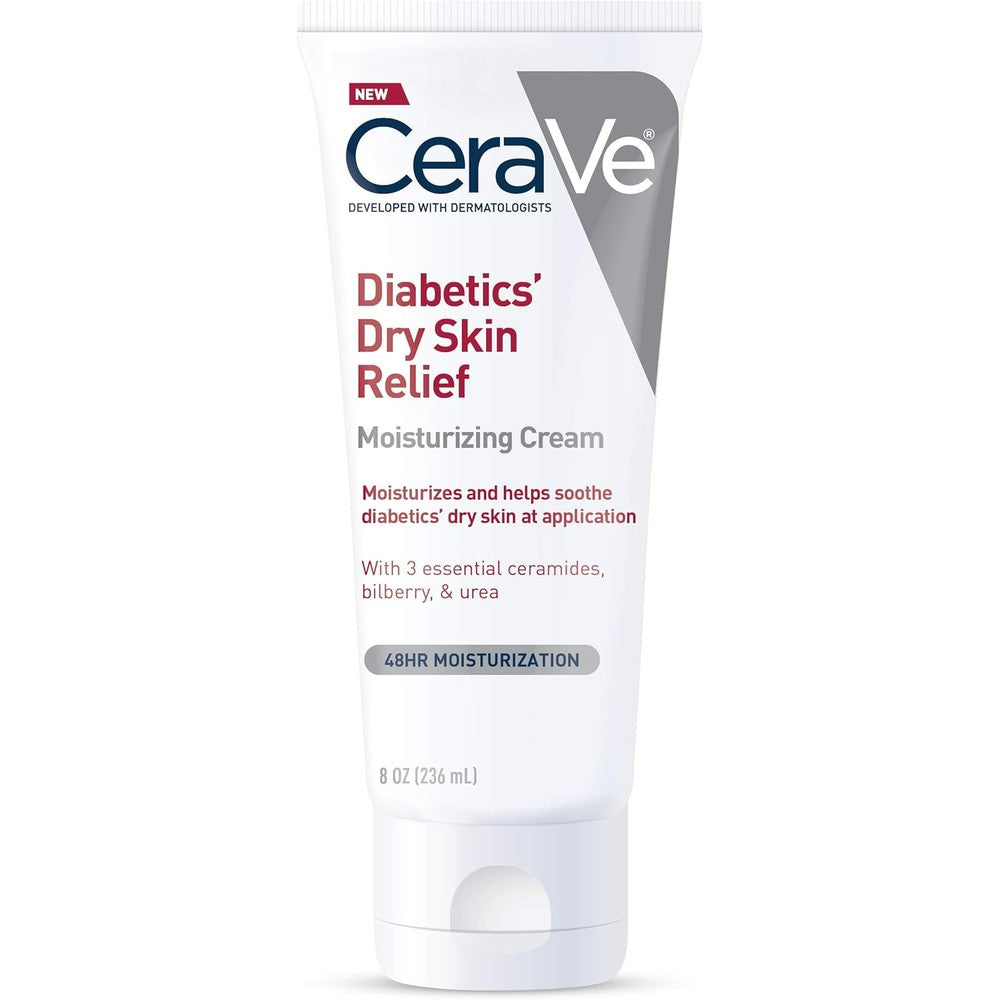 CeraVe Diabetics Dry Skin Relief Moisturizing Cream 8 Ounce front view tube for intense hydration