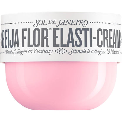Sol de Janeiro Beija Flor Elasti Cream front view of pink jar packaging