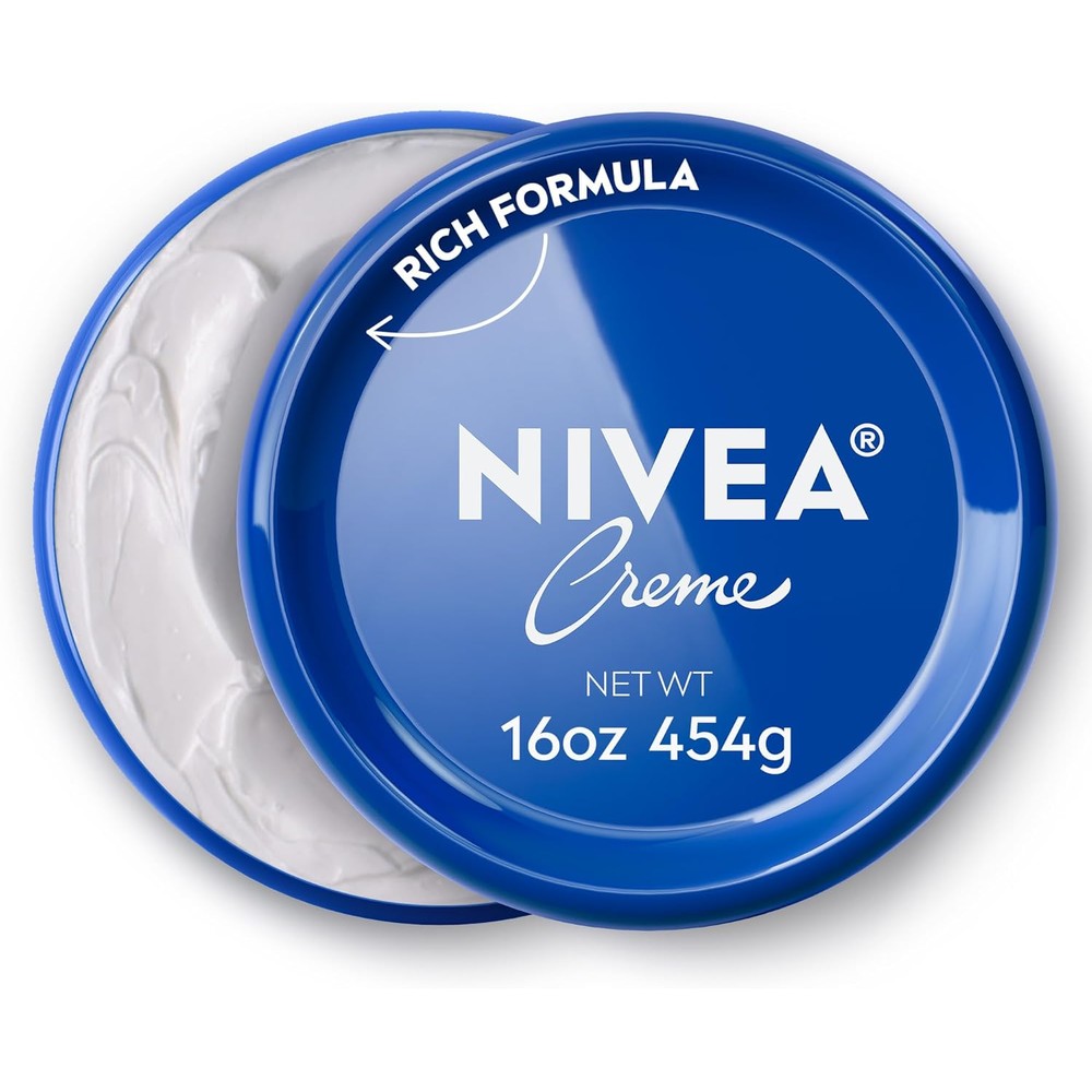NIVEA Creme Face Hand and Body Moisturizer Cream 16 Ounce jar front view showing packaging details