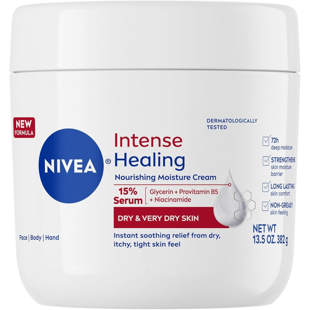 NIVEA Intense Healing Body Cream 13.5 Ounce front view jar