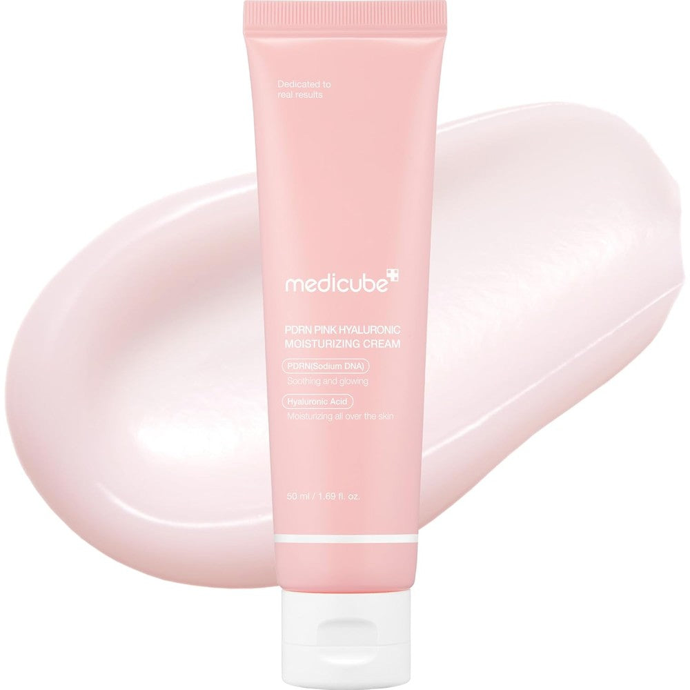 Medicube Salmon DNA PDRN Pink Hyaluronic Moisturizing Cream front view of the 50ml tube
