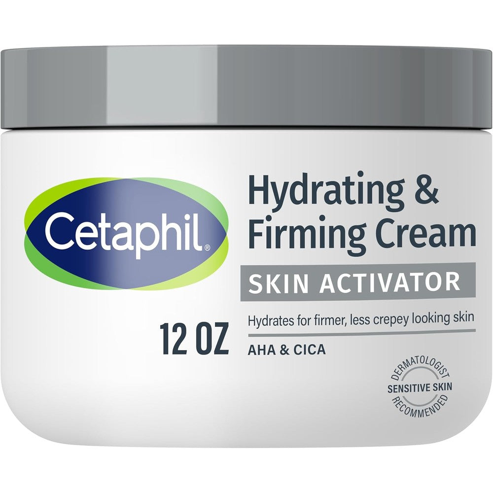 Cetaphil Skin Activator Hydrating and Firming Body Cream front view twelve ounce tub for mature skin care