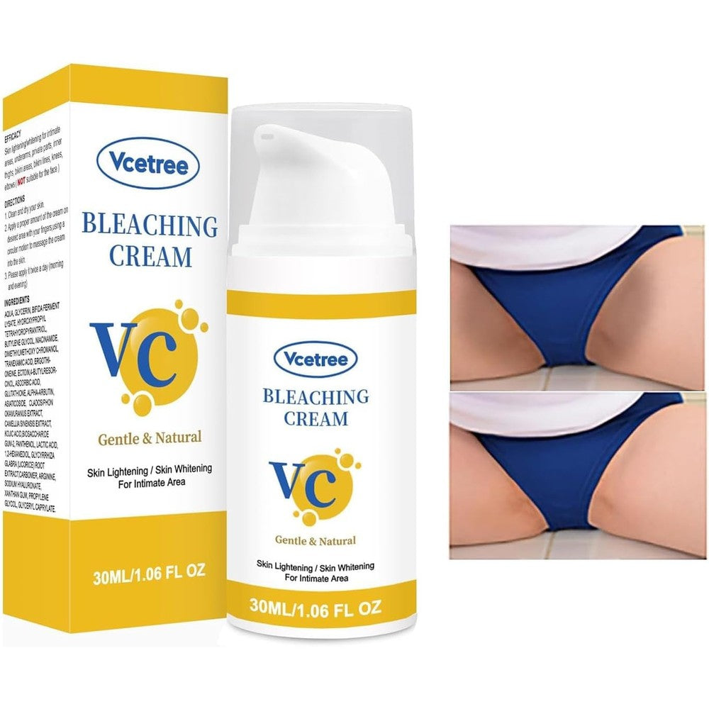 Vcetree Skin Bleaching Cream front view bottle packaging for intimate area skin lightening