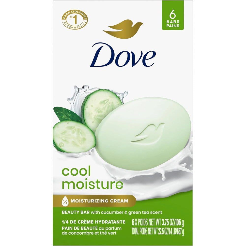 Dove Beauty Bar Cool Moisture front view 6 pack