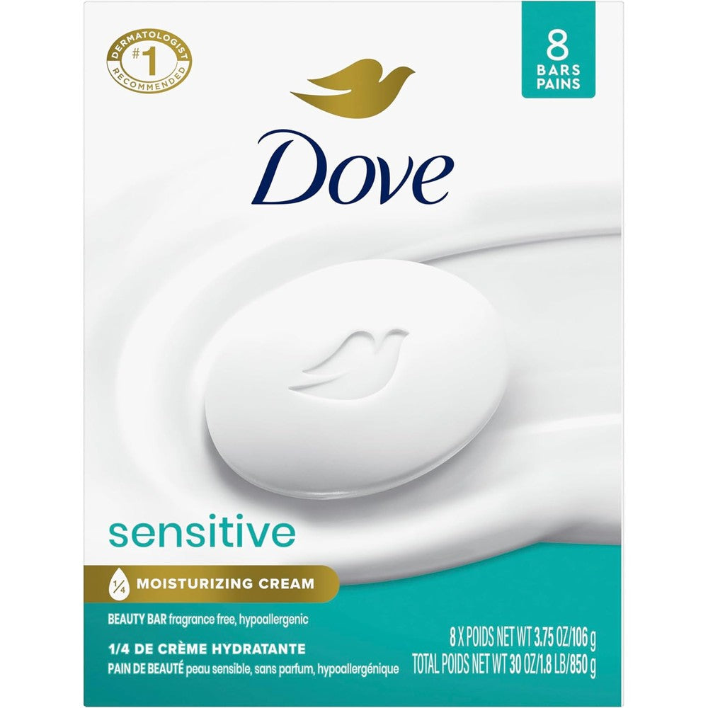 Dove Beauty Bar Sensitive Skin eight bar pack front view