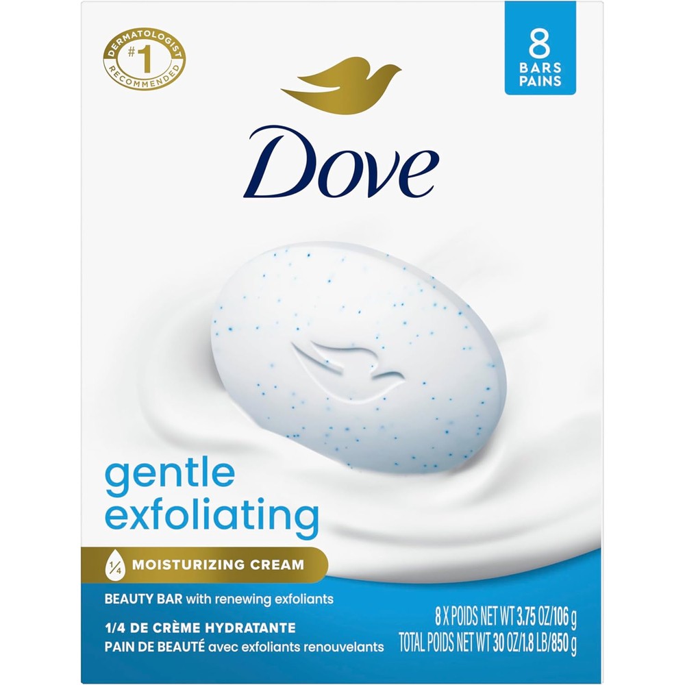 Dove Gentle Exfoliating Beauty Bar 8 Pack front packaging