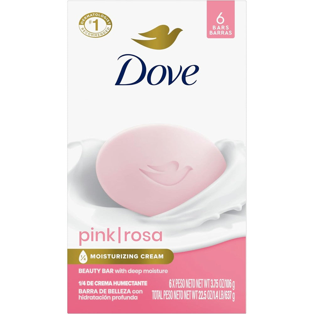 Dove Pink Rosa Beauty Bar six pack front view