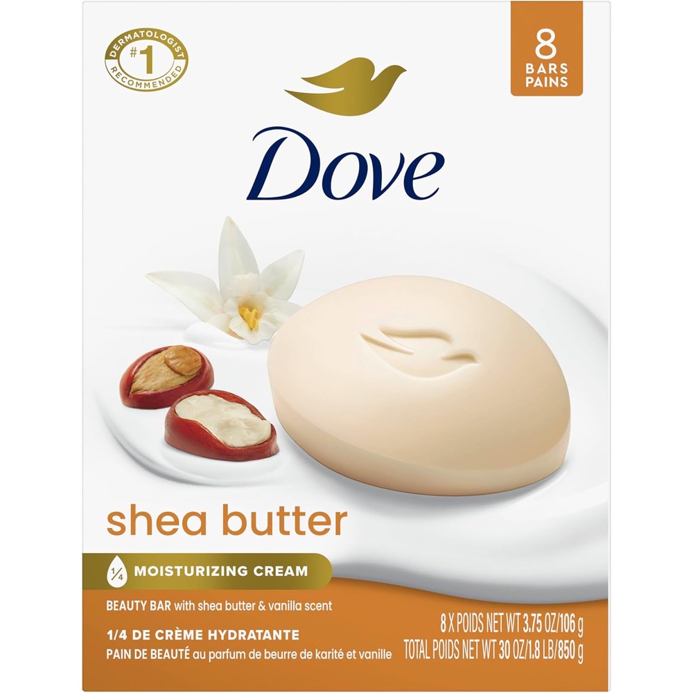 Dove Purely Pampering Shea Butter Beauty Bar 8 Pack front view