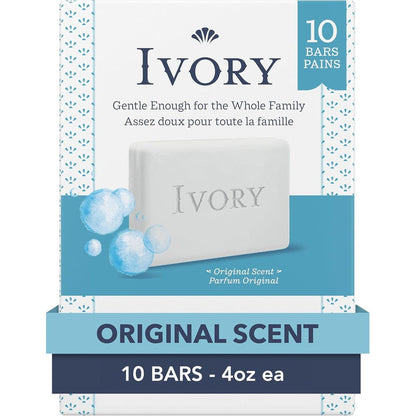 Ivory Original Gentle Bath Bar Soap 10 count front view