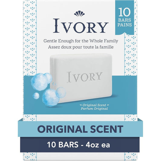 Ivory Original Gentle Bath Bar Soap 10 count front view
