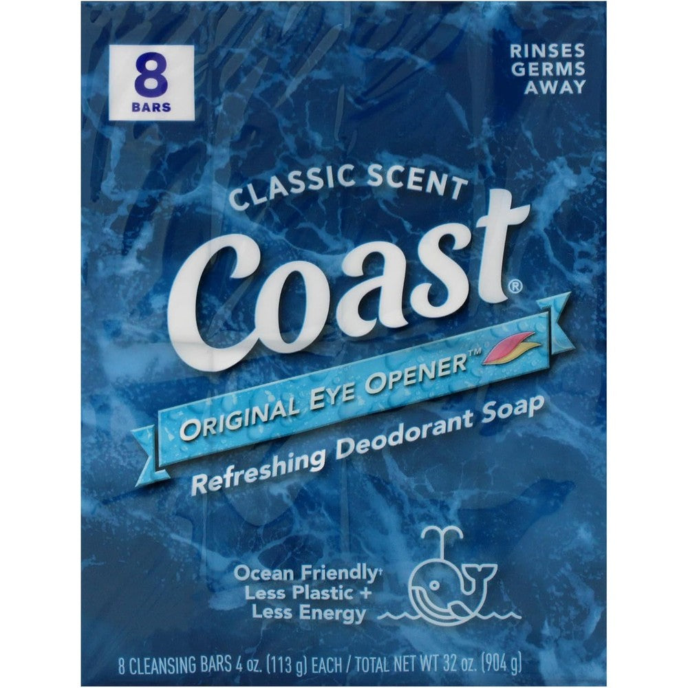 Coast Refreshing Deodorant Soap 8 bar pack front view