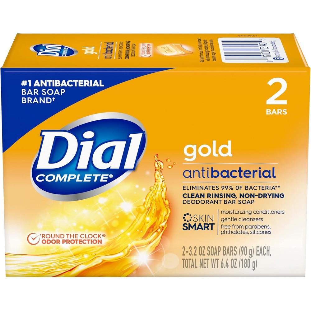 Dial Gold Antibacterial Deodorant Bar Soap 2 pack front view