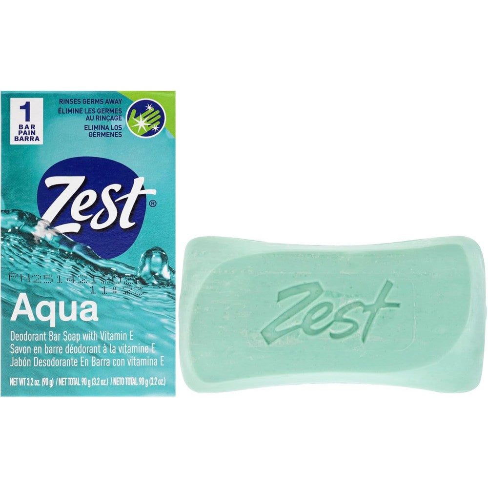 Zest Deodorant Bar Soap Aqua front packaging view