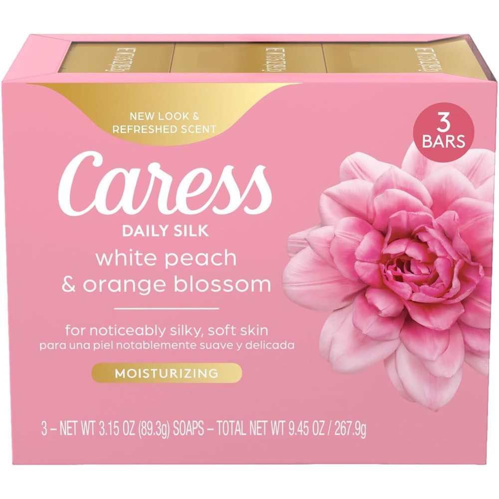 Caress Daily Silk Beauty Bar Soap front view 3 pack