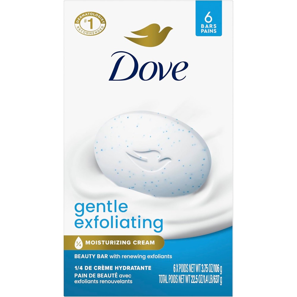 Dove Gentle Exfoliating Beauty Bar 6 Pack front view