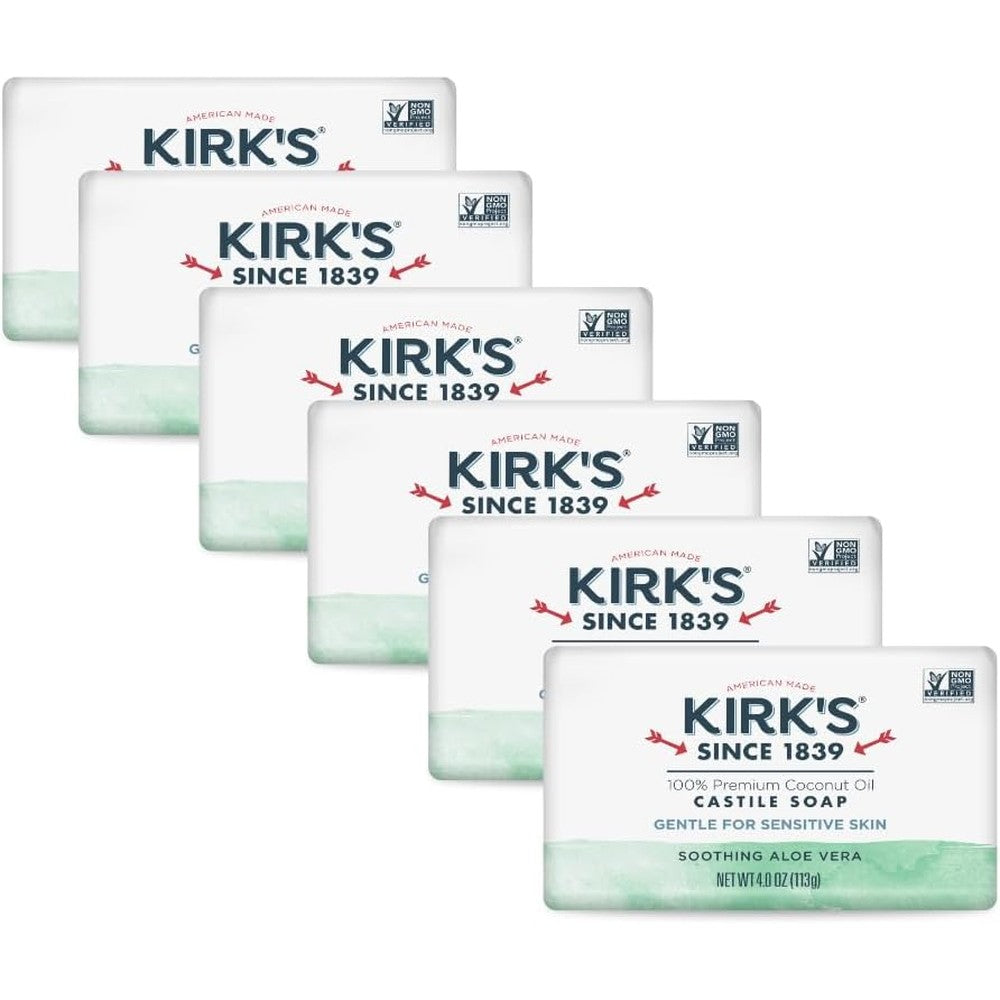 Kirk's Castile Bar Soap 6 pack front view authentic USA product