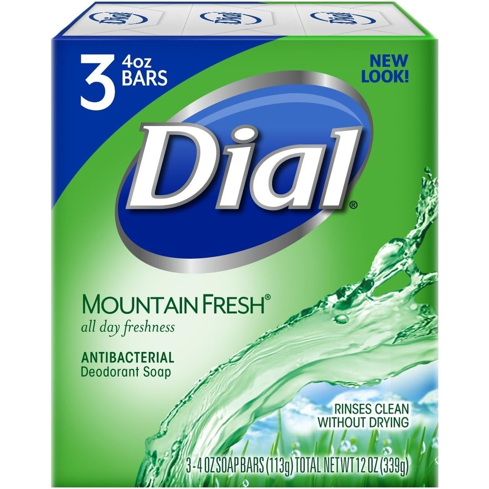 Dial Antibacterial Deodorant Bar Soap Mountain Fresh front packaging view