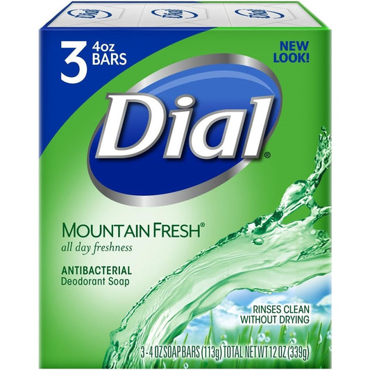 Dial Antibacterial Deodorant Bar Soap Mountain Fresh front packaging view