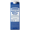 Dr. Bronner's peppermint castile liquid soap refill carton front view
