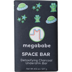 Megababe Space Bar Detoxifying Charcoal Underarm Bar Soap front view packaging